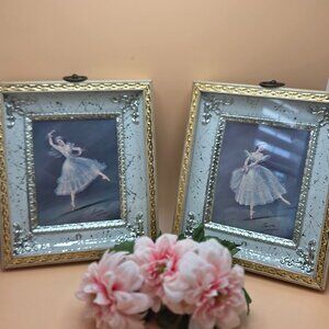 Vintage Ballerina Carina Art Print Shadow Box Metal Frame - Set Of 2